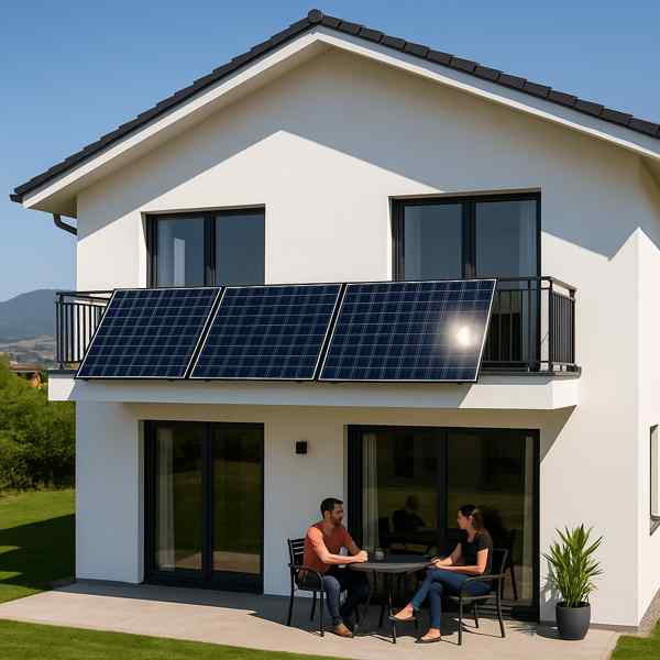 PV Anlage am Balkon eines Hauses in Telfs in Tirol
